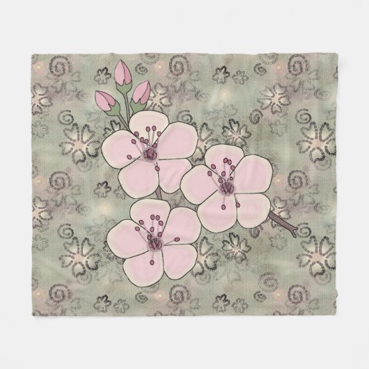 Cherry Blossoms Fleece Blanket (Vorderseite (Horizontal))