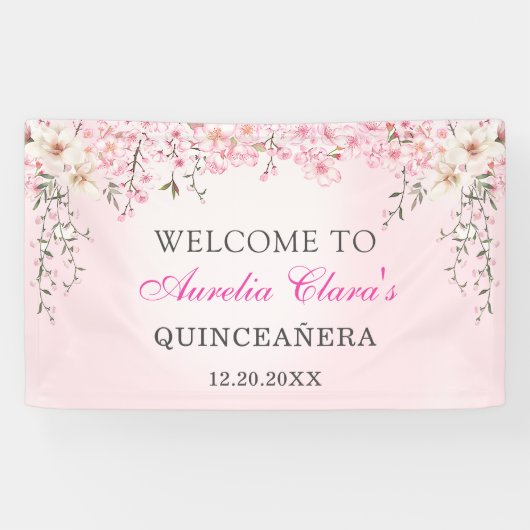 Cherry Blossoms Floral 16 . Geburtstag Geburtstag Banner (Horizontal)