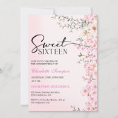 Cherry Blossoms Floral 16 . Geburtstag Geburtstag Einladung (Vorderseite)