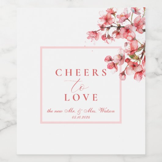 Cherry Blossoms Frühjahrssonne Weinetikett (Einzelnes Label)