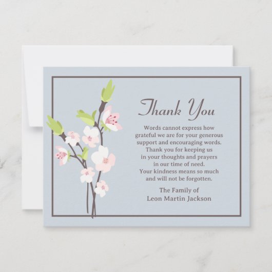 Cherry Blossoms Funeral Thank You Note Card Dankeskarte (Vorderseite)