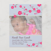 Cherry Blossoms Geburtsankündigung Ankündigungspostkarte (Vorderseite)