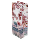 Cherry Blossoms Geschenktüte Für Weinflaschen (Vorderseite Schrägansicht)