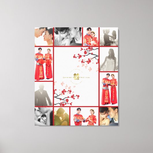 Cherry Blossoms & Golden Double Xi Chinesische Hoc Leinwanddruck (Vorderseite)