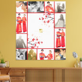 Cherry Blossoms & Golden Double Xi Chinesische Hoc Leinwanddruck (Insitu (Wohnzimmer))