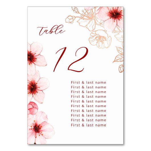 Cherry Blossoms Hochzeit Tischnummer (Vorderseite)