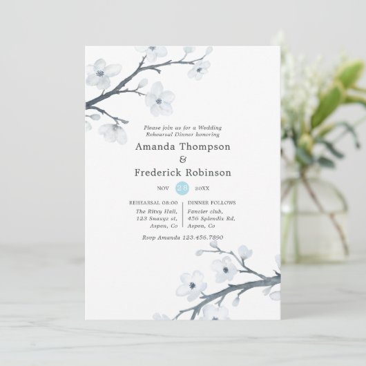 Cherry Blossoms Hochzeitessen Probe Einladung (Stehend Vorderseite)