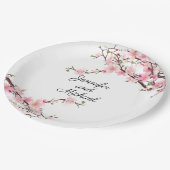 Cherry Blossoms Hochzeitsempfang personalisieren Pappteller (Schrägansicht)