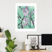 Cherry Blossoms in the Wind – Minimal Floral Art  Poster (Heimbüro)