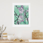 Cherry Blossoms in the Wind – Minimal Floral Art  Poster (Küche)