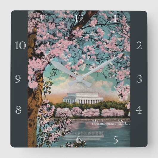Cherry Blossoms in Washington DC Custom Quadratische Wanduhr (Vorderseite)