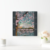 Cherry Blossoms in Washington DC Custom Quadratische Wanduhr (Zuhause)
