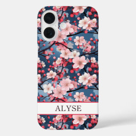 Cherry Blossoms Japanese Sakura Monogrammed iPhone 16 Hülle