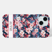 Cherry Blossoms Japanese Sakura Monogrammed Case-Mate iPhone Hülle (Rückseite (Horizontal))