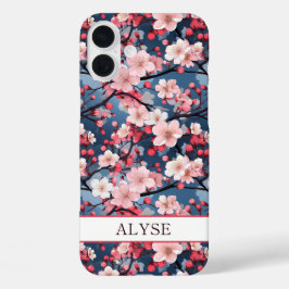 Cherry Blossoms Japanese Sakura Monogrammed iPhone 16 Plus Hülle