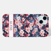 Cherry Blossoms Japanese Sakura Monogrammed Case-Mate iPhone Hülle (Rückseite (Horizontal))