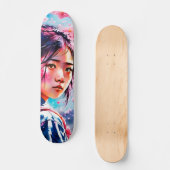 Cherry Blossoms Japanisches Mädchen Skateboard (Vorderseite)