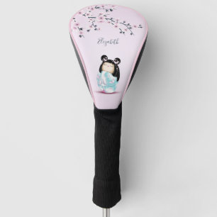 Cherry Blossoms Kokeshi Doll Pink Monogramm Golf Headcover