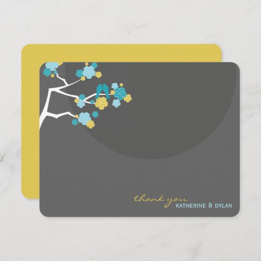 Cherry Blossoms lieben Vögel Hochzeit Danke Karte (Vorne/Hinten)