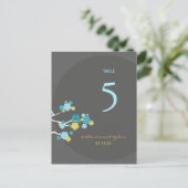 Cherry Blossoms Love Birds Hochzeit Tischnummer (Stehend Vorderseite)