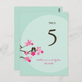Cherry Blossoms Love Birds Hochzeit Tischnummer (Vorne/Hinten)