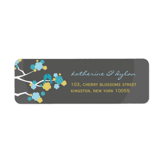 Cherry Blossoms Love Birds Wedding Address Labels (Vorne)
