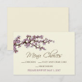Cherry Blossoms MENU Card (Lavendel) Einladung (Vorne/Hinten)