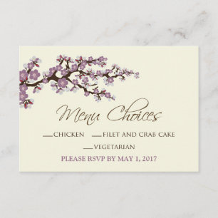 Cherry Blossoms MENU Card (Lavendel) Einladung