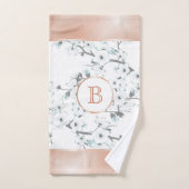 Cherry Blossoms Minze White Rose Gold Monogramm Badhandtuch Set (Handtuch)