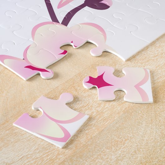 Cherry Blossoms Monogramm Pink White Puzzle (Seite)