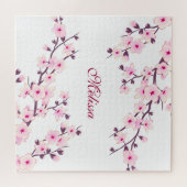 Cherry Blossoms Monogramm Pink White Puzzle (Horizontal)