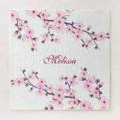 Cherry Blossoms Monogramm Pink White Puzzle (Vertikal)
