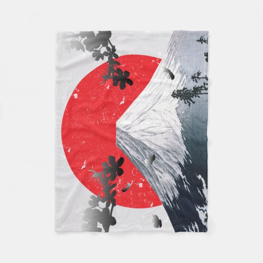 Cherry Blossoms Mount Fuji Japan Fleecedecke (Vorderseite)