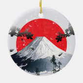 Cherry Blossoms Mount Fuji Japan Keramik Ornament (Hinten)
