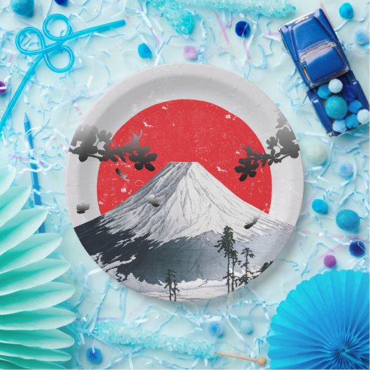 Cherry Blossoms Mount Fuji Japan Pappteller (Party)