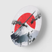 Cherry Blossoms Mount Fuji Japan Runde Wanduhr (Winkel)