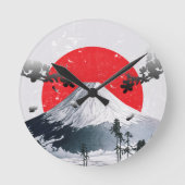 Cherry Blossoms Mount Fuji Japan Runde Wanduhr (Vorderseite)