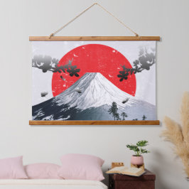 Cherry Blossoms Mount Fuji Japan Wandteppich Mit Holzrahmen