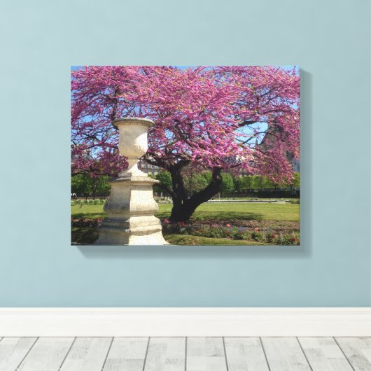 Cherry Blossoms Paris Frankreich Canvas Print Leinwanddruck (Insitu (Holzboden))