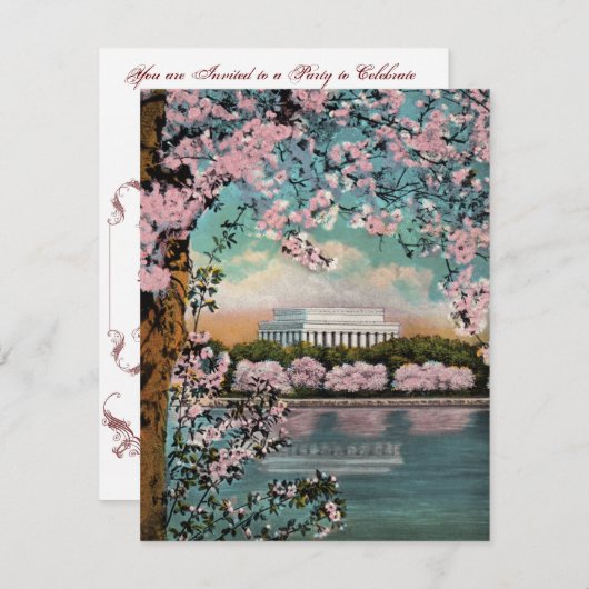 Cherry Blossoms Party Einladung (Vorne/Hinten)