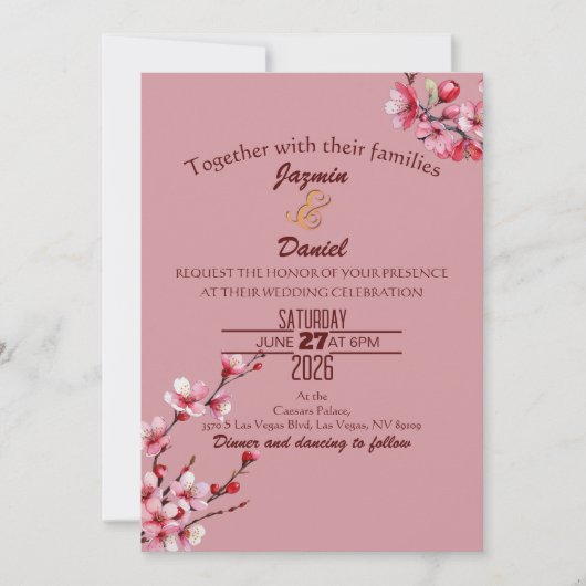 Cherry Blossoms Pastel Pink  Invitation Einladung (Vorderseite)