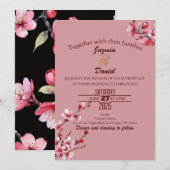 Cherry Blossoms Pastel Pink  Invitation Einladung (Vorne/Hinten)