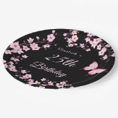 Cherry Blossoms Pink Black Custom Pappteller (Schrägansicht)
