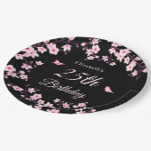 Cherry Blossoms Pink Black Custom Pappteller (Schrägansicht)