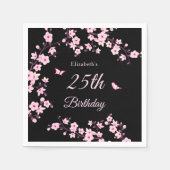 Cherry Blossoms Pink Black Custom Serviette (Vorderseite)