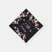 Cherry Blossoms Pink Black Custom Serviette (Ecke)