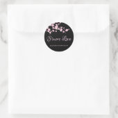 Cherry Blossoms Pink Black S'more Love Runder Aufkleber (Tasche)