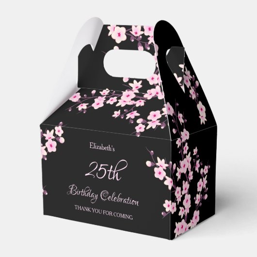 Cherry Blossoms Pink Black Thank You Birthday Geschenkschachtel (Vorderseite)