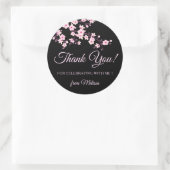 Cherry Blossoms Pink Black Thank You Runder Aufkleber (Tasche)