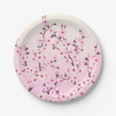 Cherry Blossoms Pink Floral Pappteller (Vorderseite)
